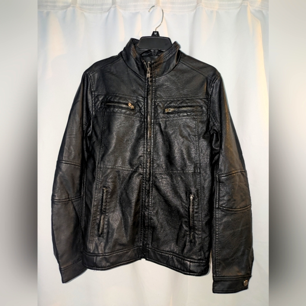 Xray Jeans Black Faux Leather Jacket Small